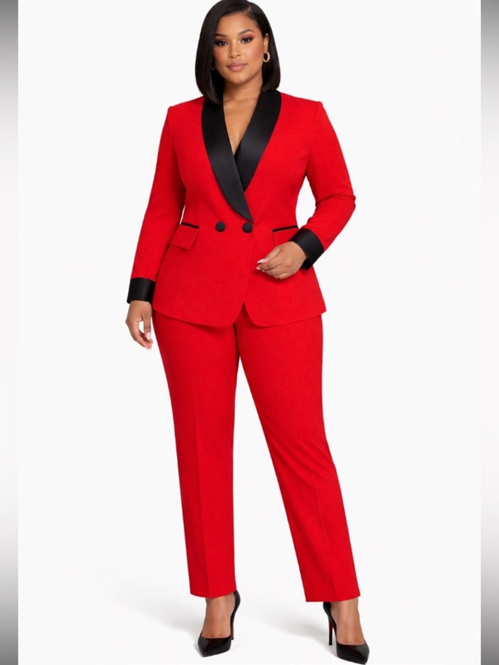 NWT DOSE red/black 2 piece blazer and pants set spring season size XXL.